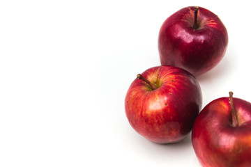 Red apple with white copy space