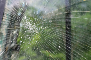 stone damage at window of a car
