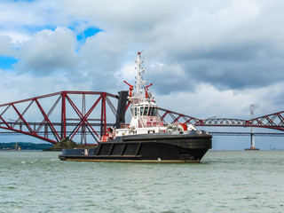 Tug boat in the Firth of Forth. Scotland, UK