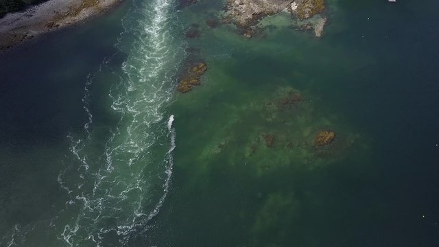 4K Aerial footage of east coast bay in Maine.