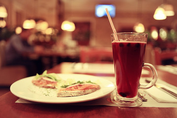 view of the restaurant warm toning