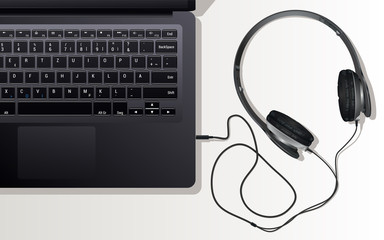 Earphone and laptop