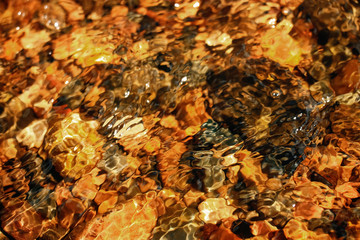 Multi-colored pebbles in a stream