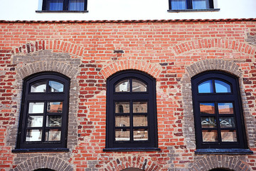 windows red brick building exterior