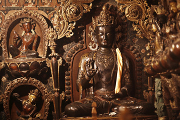 Buddhist statues in the temple tuibet