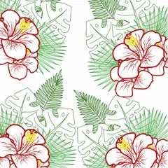 Foto op Plexiglas tropical pattern on a white background © Anna