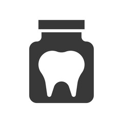 Tooth in bottle, dental related solid icon