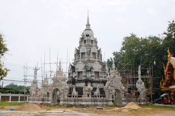 Fototapeta premium Construction for Pagoda of Nantaram temple in Thailand