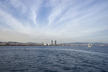 Barcelona Skyline from Sea