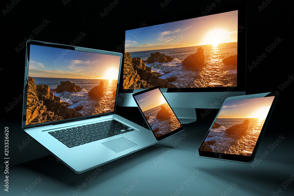 Aufkleber modern digital silver tech device 3d rendering
