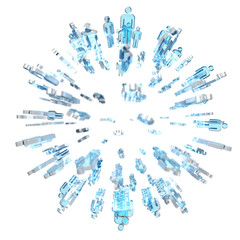 3D rendering group of icons people surrounding planet Earth