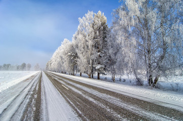 Winter Road in Siberia, Russia