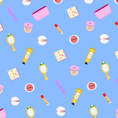 Pattern of girl's pouch on the blue background