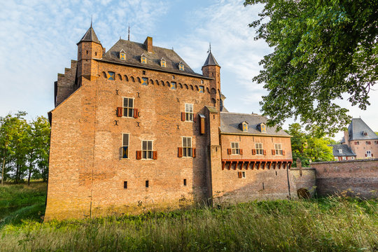 Ancient Castle Doorwerth build in the 13th century in Gelderland in the Netherlands