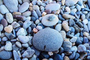 round, smooth pebbles, on the seashore