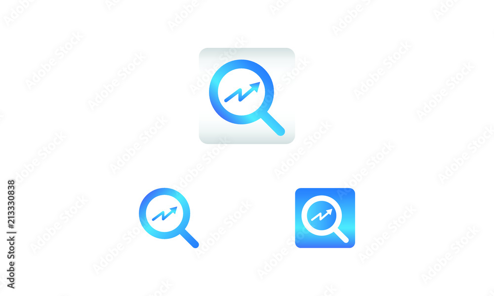Aufkleber search icon with graphic chart symbol. search web icon vector icon in various style