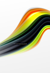 Fluid liquid mixing colors concept on light grey background, curve flow, trendy abstract layout template for business or technology presentation or web brochure cover, wallpaper