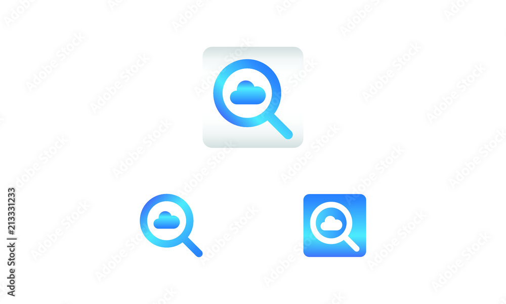 Aufkleber search icon with cloud symbol. search web icon vector icon in various style