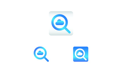 search icon with cloud symbol. search web icon vector icon in various style 