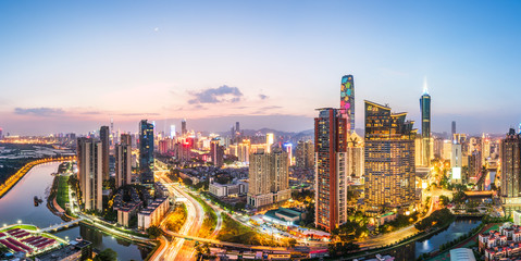 Shenzhen city Luohu District skyline - obrazy, fototapety, plakaty