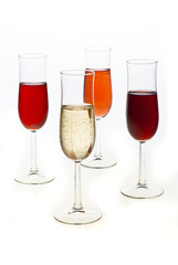 glass of champagnes on white