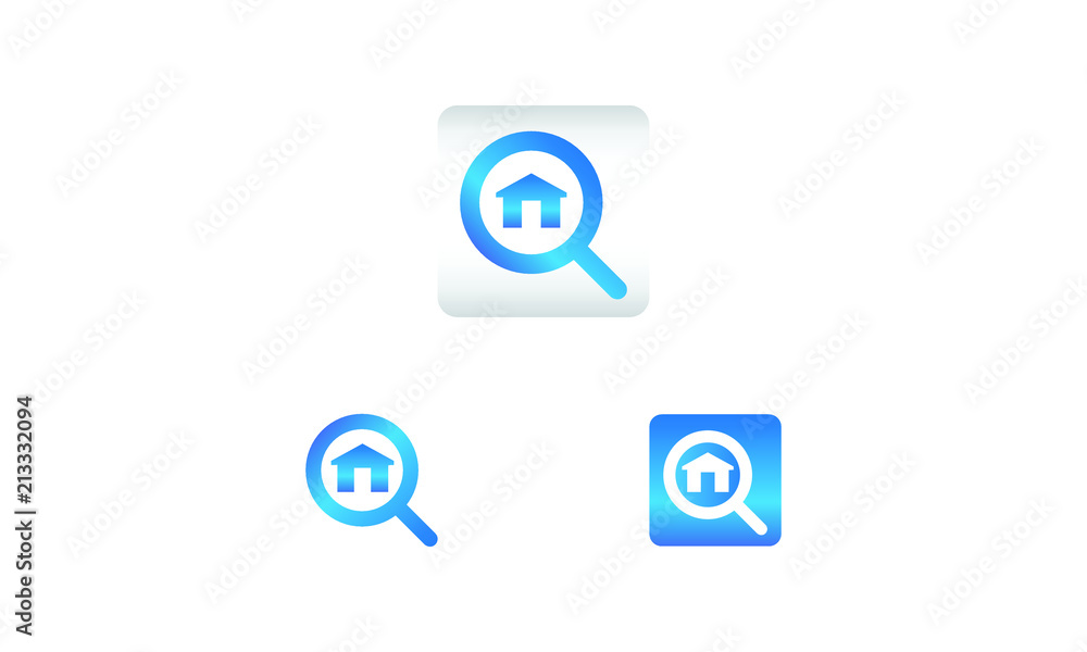 Poster search icon with home symbol. search web icon vector icon in various style