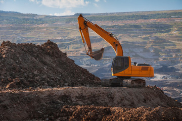 Backhoe are working digging on the ground