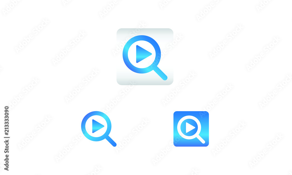 Poster search icon with play symbol. search web icon vector icon in various style