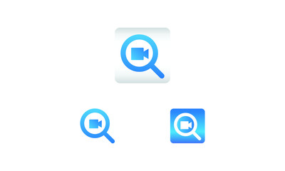 search icon with video record symbol. search web icon vector icon in various style 