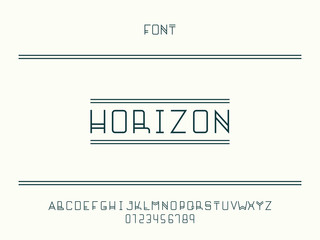 Horizon font. Vector alphabet 