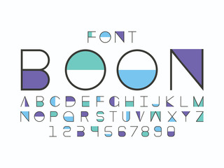 Boon blue font. Vector alphabet 