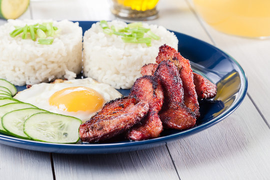 Pork tocino with rice and fried egg