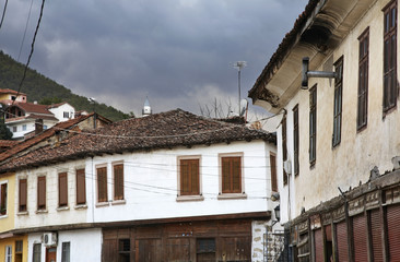 Fototapeta na wymiar Old street in Pogradec. Albania