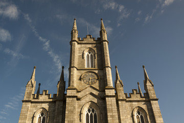 Fototapeta na wymiar Church in Ireland Gothic religious monument. Exterior facade.