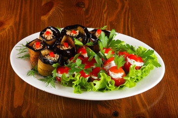 Stuffed eggplant and tomato