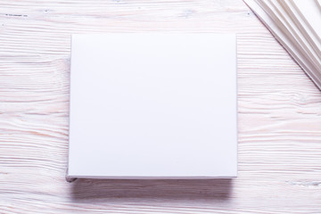 White carton box, top view, copy space