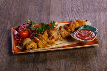 Chicken skewer with sauce