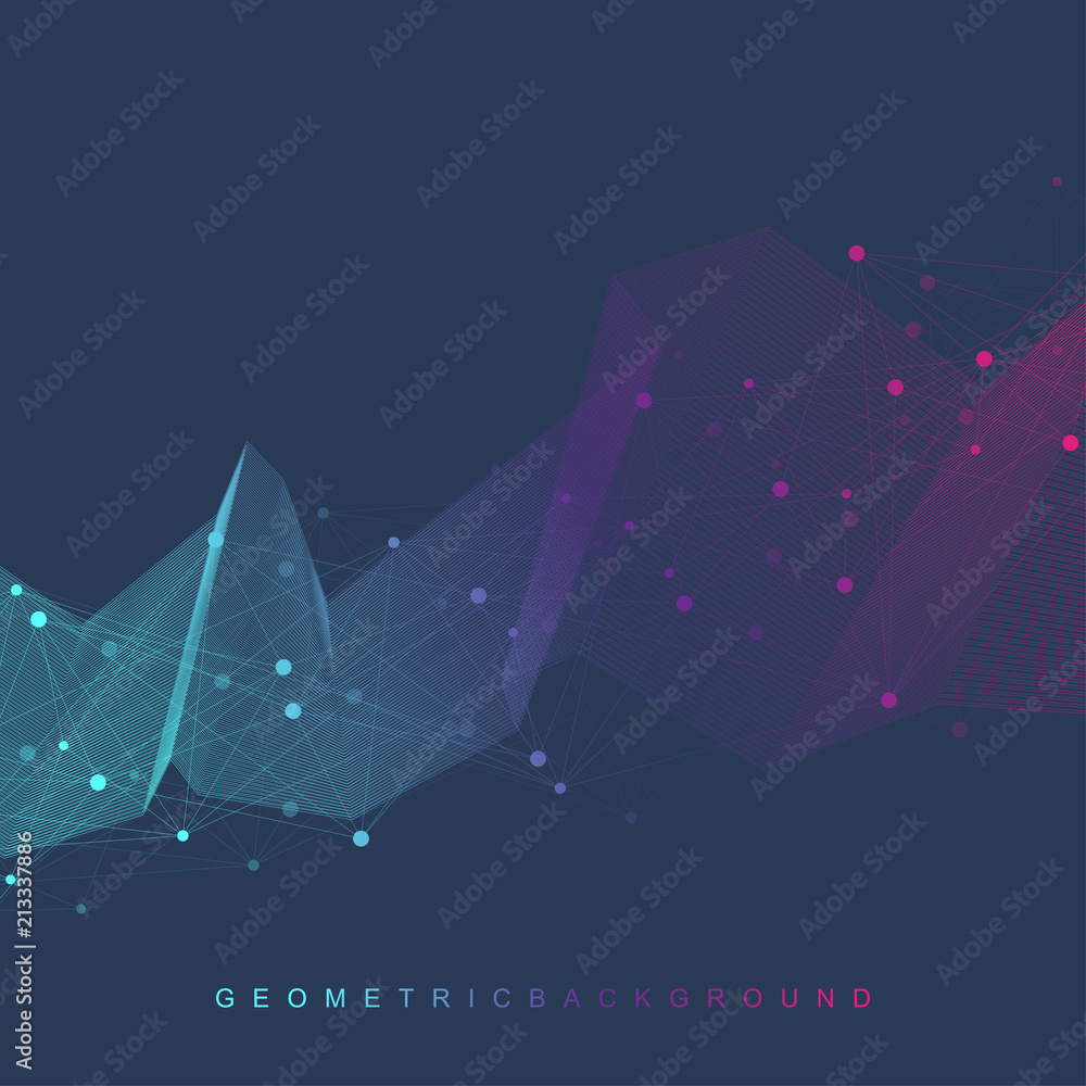Poster Big data visualization. Graphic abstract background communication. Perspective backdrop visualization. Analytical network complex. Vector illustration.