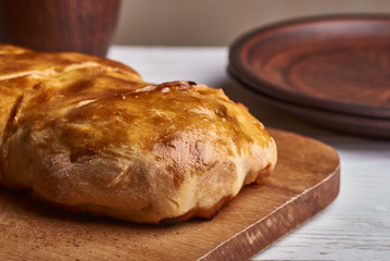 Pie with chicken and cheese