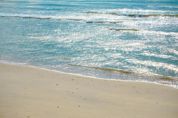 Beautiful beach sea at sunset.