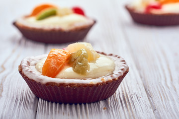 Cake with cream and fruit