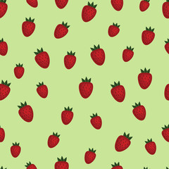 Strawberry seamless pattern. Vector background. Wrapping paper.