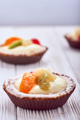 Cake with cream and fruit