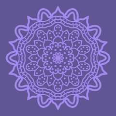 Decorative Cicle Floral Vector Shapes. Flower purple mandala. Vector illustration