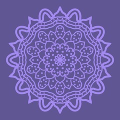 Decorative Cicle Floral Vector Shapes. Flower purple mandala. Vector illustration