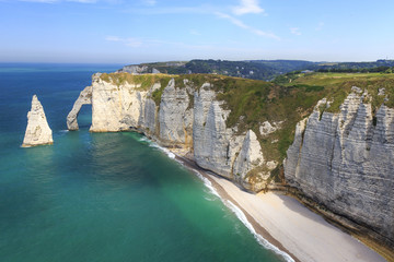 Fototapeta na wymiar Spectacular white chalk cliff near Etretat Normandy, France
