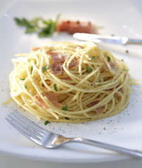 Carbonara dish closeup