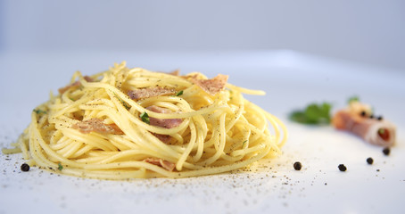 Carbonara dish closeup