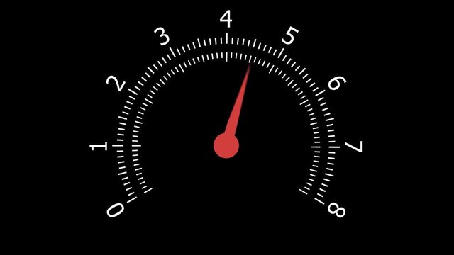 Digital optitron speedometer of car driving with acceleration, Alpha Channel