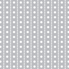 White and grey polka dot seamless pattern, geometric retro backg